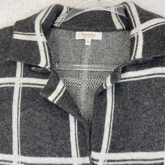 NWOT BARTOLINI Womens M Gray White Wool Cashmere Checkered Jacket Made in Italy - Picture 5 of 11
